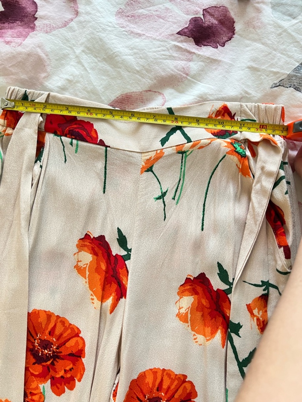 Wilfred Light Pink Floral Elastic-Waist Skirt with Orange & Green Accents - Picture 5 of 9